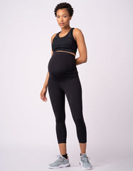 Black 3/4 Length Maternity Gym & Activewear Leggings |Seraphine | Women Seraphine Leggings & Tights