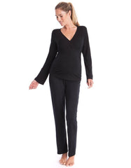 Black Bamboo Lounge Maternity Pajamas | Women Seraphine Sleepwear