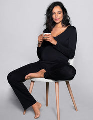 Black Bamboo Lounge Maternity Pajamas | Women Seraphine Sleepwear