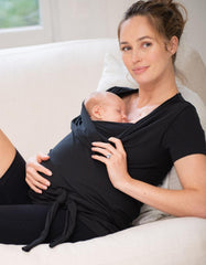 Black Cotton Short-Sleeve Skin To Skin Top | Women Seraphine Hoodies & Tops