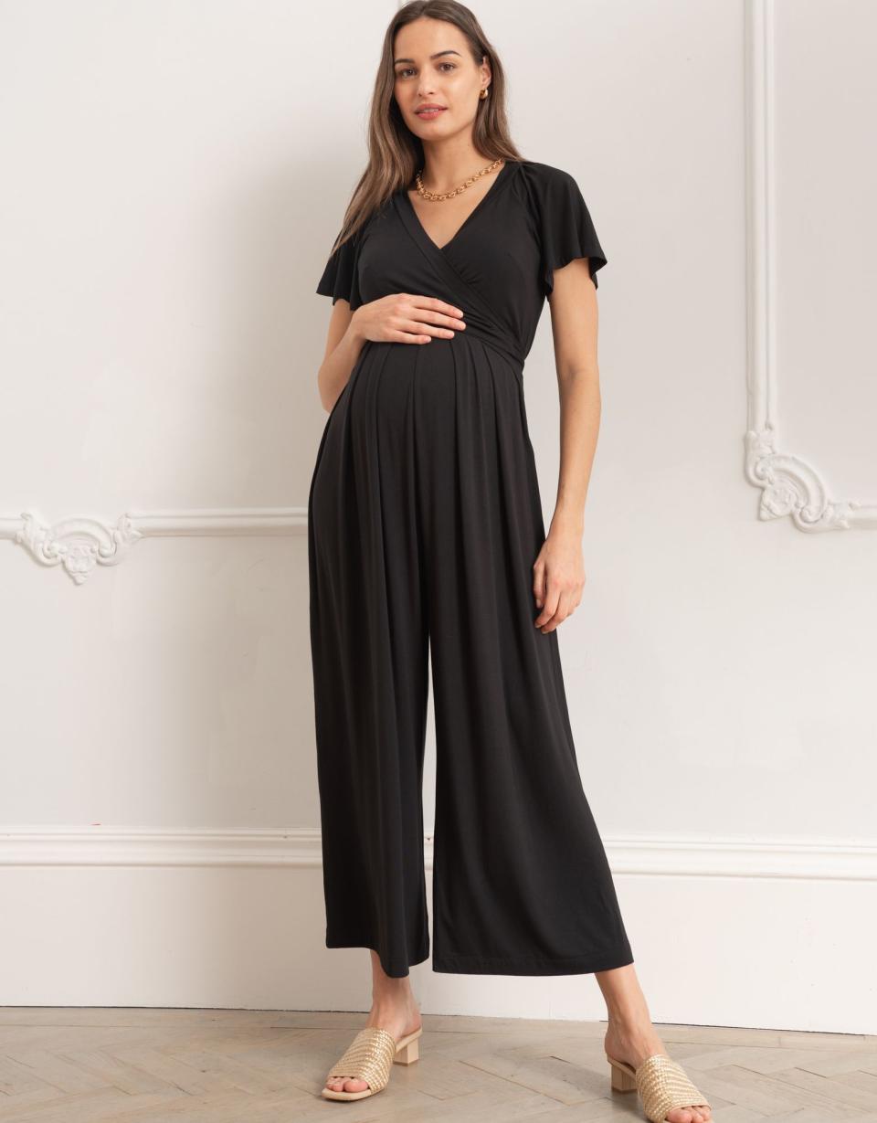 Black Lenzing™ Ecovero™ Maternity & Nursing Jumpsuit | Women Seraphine Jumpsuits