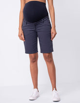 Cotton Blend Navy Blue Maternity Shorts | Women Seraphine Shorts
