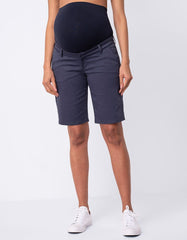 Cotton Blend Navy Blue Maternity Shorts | Women Seraphine Shorts