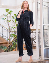 Cotton Corduroy Black Maternity Jumpsuit | Women Seraphine Jumpsuits