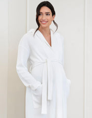 Cotton Hooded Waffle Maternity-To-Nursing Dressing Gown | Women Seraphine Sleepwear