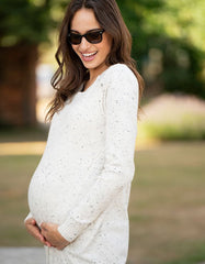 Cream Cotton Blend Maternity & Nursing Sweater Dress | Women Seraphine Jumpers & Knitwear