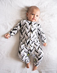 Easy Zip Organic Cotton Sleepsuit – Black & White | Baby Seraphine Baby Clothes