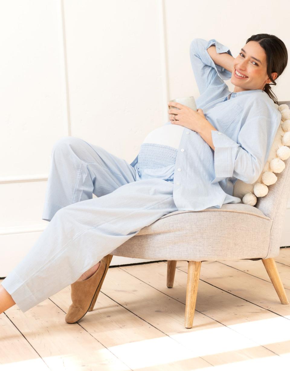 Fine Stripe Full-Length Cotton Pyjama Maternity-To-Nursing Set | Women Seraphine Kits & Sets