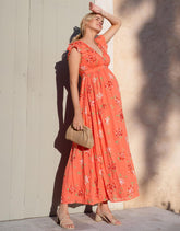 Flutter Sleeve Maxi Wrap Maternity Dress | Women Seraphine Dresses