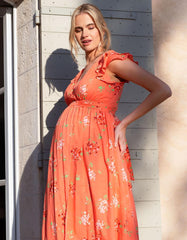 Flutter Sleeve Maxi Wrap Maternity Dress | Women Seraphine Dresses