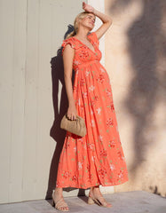 Flutter Sleeve Maxi Wrap Maternity Dress | Women Seraphine Dresses