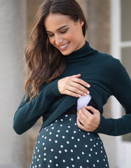 Green Polka Dot 2 In 1 Maternity & Nursing Dress | Women Seraphine Dresses