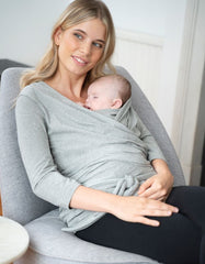 Grey Cotton ¾ Sleeve Skin To Skin Top | Women Seraphine Essentials