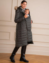 Khaki Extra Long 3 In 1 Down Maternity Coat | Women Seraphine Coats & Jackets
