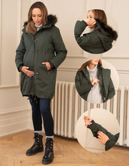 Khaki Sub-Zero 3 In 1 Maternity Parka | Women Seraphine Coats & Jackets