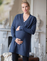 Knitted Navy Maternity & Nursing Tunic |Seraphine | Women Seraphine Jumpers & Knitwear