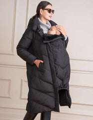 Long Black Maternity & Babywearing Puffer Coat | Women Seraphine Coats & Jackets
