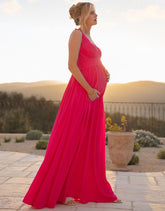 Maxi-Length Maternity-To-Nursing Dress With Pleat Details | Women Seraphine Formal Dresses