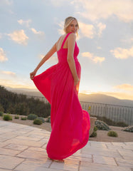 Maxi-Length Maternity-To-Nursing Dress With Pleat Details | Women Seraphine Formal Dresses