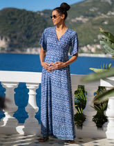 Mediterranean Blue Maternity & Nursing Maxi Dress | Women Seraphine Dresses