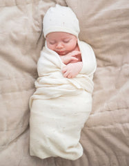 Mini Cotton & Cashmere Ivory White Knitted Baby Blanket | Baby Seraphine Baby Clothes