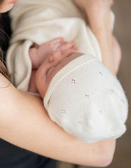 Mini Cotton & Cashmere Ivory White Knitted Baby Hat | Baby Seraphine Baby Clothes