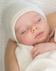 Mini Cotton & Cashmere Ivory White Knitted Baby Hat | Baby Seraphine Baby Clothes