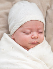 Mini Cotton & Cashmere Ivory White Knitted Baby Hat | Baby Seraphine Baby Clothes