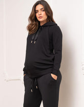 Modal Blend Black Maternity & Nursing Hoodie | Women Seraphine Jumpers & Knitwear