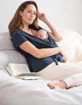 Navy Cotton Short Sleeve Skin To Skin Top | Women Seraphine Tops