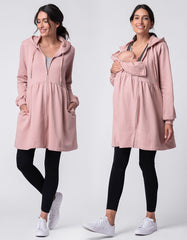 Pink 3 In 1 Maternity & Babywearing Hoodie Tunic | Women Seraphine Coats & Jackets