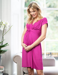 Pink Fuchsia Knot Front Maternity Dress | Women Seraphine Dresses