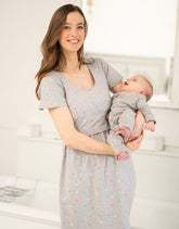 Spot Print Mama & Mini Maternity To Nursing Nightdress Set – Grey | Baby Seraphine Baby Clothes