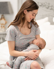 Spot Print Mama & Mini Maternity To Nursing Nightdress Set – Grey | Baby Seraphine Baby Clothes
