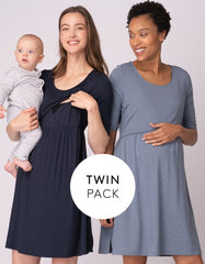 Stretch Jersey Maternity & Nursing Nighties – Twin Pack | Women Seraphine Sleepwear