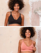 Twin Pack Bamboo Nursing Bras – Terracotta & Black | Women Seraphine Kits & Sets