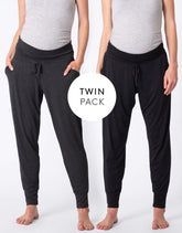 Twin Pack Maternity Lounge Pants – Grey & Black | Women Seraphine Kits & Sets