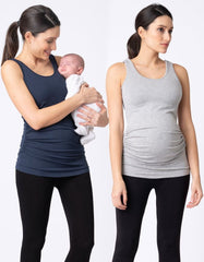 Twin Pack Maternity & Nursing Vest Tops – Grey & Navy | Women Seraphine Kits & Sets