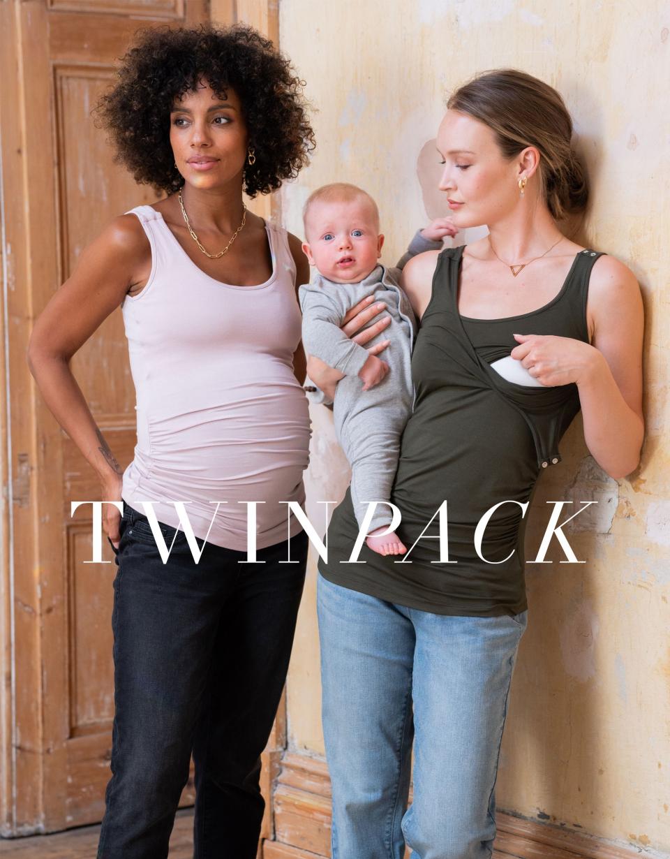 Twin Pack Maternity & Nursing Vest Tops – Khaki & Blush | Women Seraphine Kits & Sets