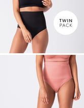 Twin Pack Post Maternity Shaping Briefs – Black & Terracotta | Women Seraphine Essentials