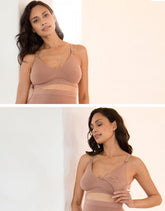 Twin Pack Seamless Bamboo Maternity-To-Nursing Bras - Cappuccino | Women Seraphine Lingerie & Shapewear