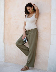 Wide-Leg Linen-Blend Under Bump Maternity Trousers | Women Seraphine Trousers & Skirts