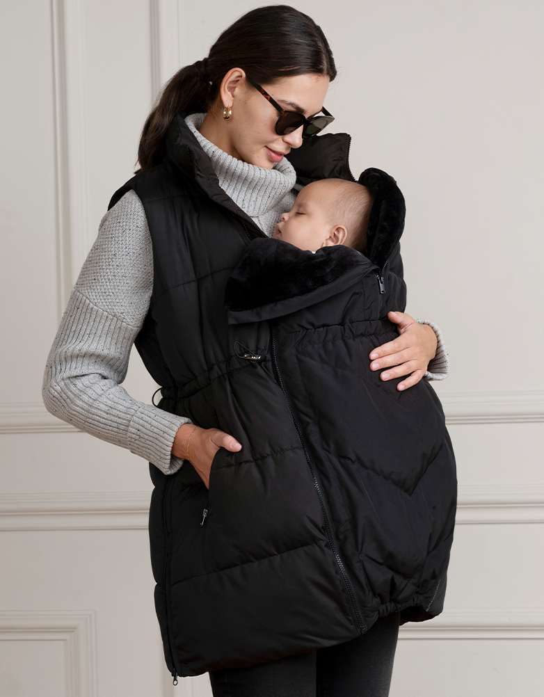 Black 3 In 1 Maternity &amp; Babywearing Vest | Women Seraphine Coats &amp; Jackets