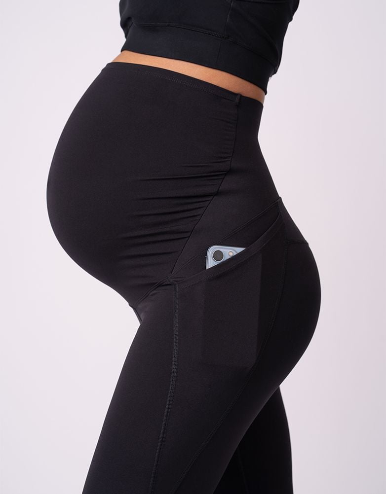 Black 3/4 Length Maternity Gym &amp; Activewear Leggings |Seraphine | Women Seraphine Leggings &amp; Tights