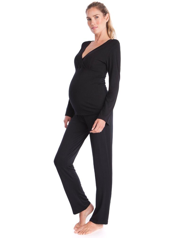 Black Bamboo Lounge Maternity Pajamas | Women Seraphine Sleepwear