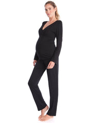 Black Bamboo Lounge Maternity Pajamas | Women Seraphine Sleepwear