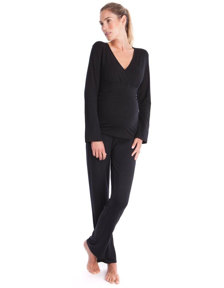 Black Bamboo Lounge Maternity Pajamas | Women Seraphine Sleepwear