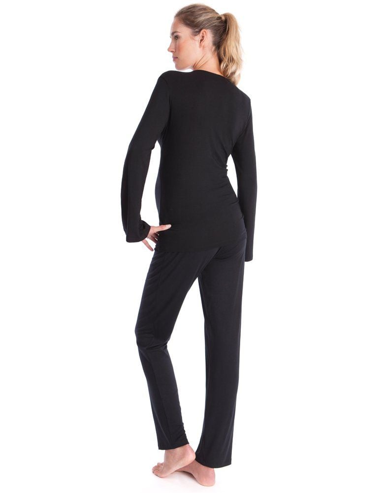 Black Bamboo Lounge Maternity Pajamas | Women Seraphine Sleepwear