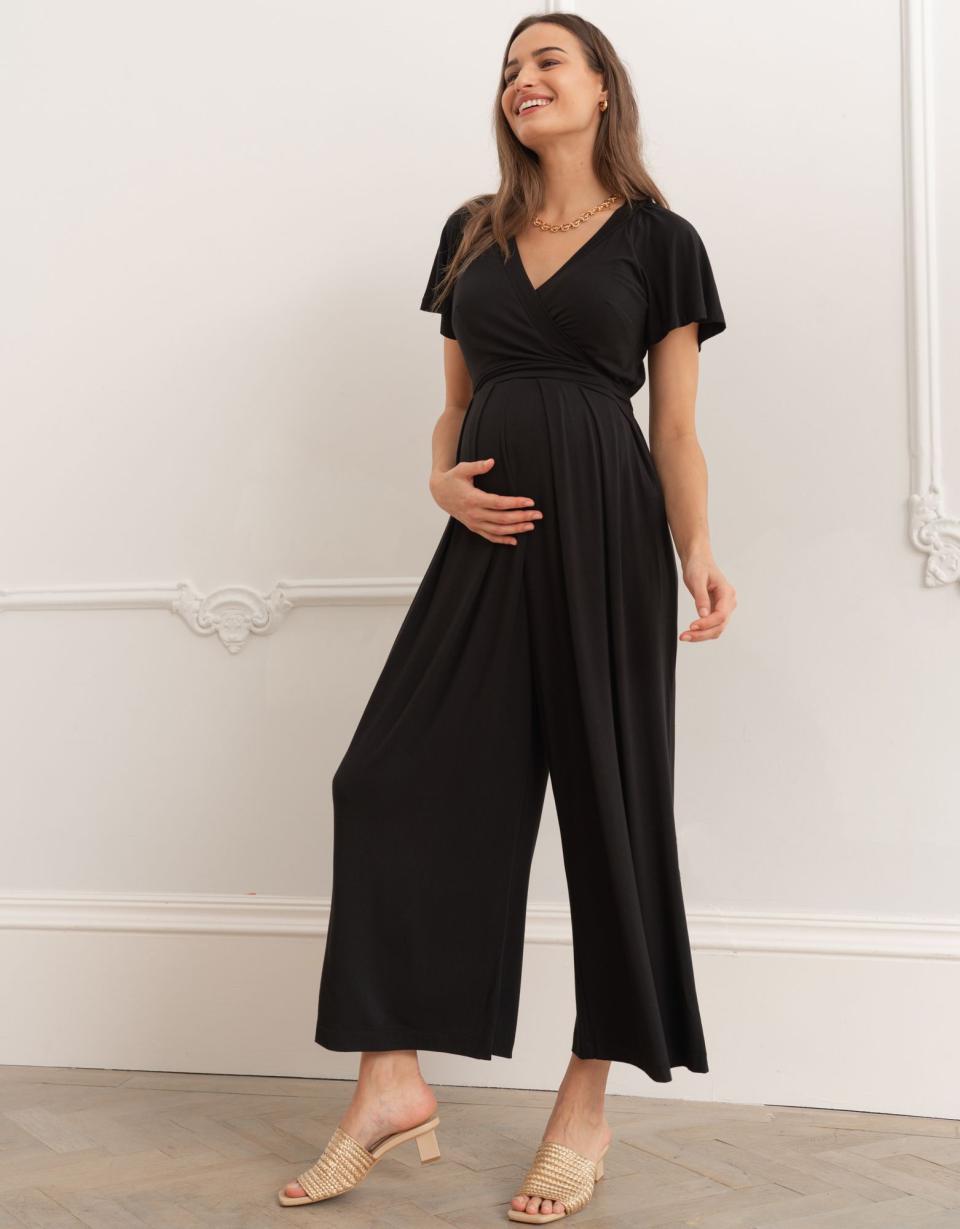 Black Lenzing™ Ecovero™ Maternity &amp; Nursing Jumpsuit | Women Seraphine Jumpsuits