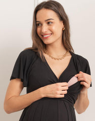 Black Lenzing™ Ecovero™ Maternity &amp; Nursing Jumpsuit | Women Seraphine Jumpsuits